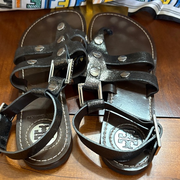 Tory Burch Black Sandals with Silver Details - Picture 2 of 6